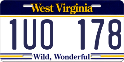 WV license plate 1UO178