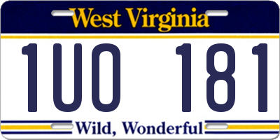 WV license plate 1UO181
