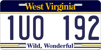 WV license plate 1UO192