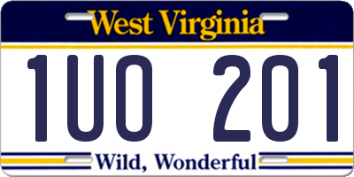 WV license plate 1UO201