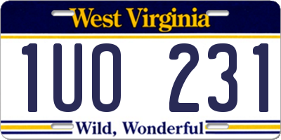 WV license plate 1UO231