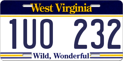 WV license plate 1UO232