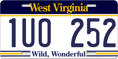 WV license plate 1UO252