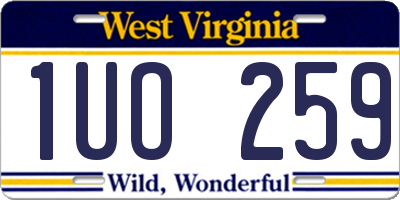 WV license plate 1UO259