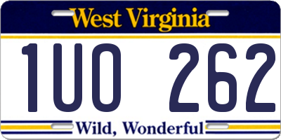 WV license plate 1UO262