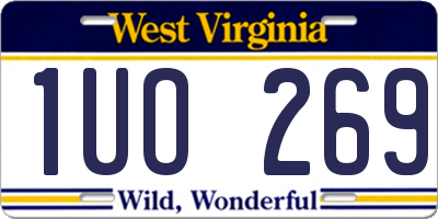 WV license plate 1UO269