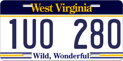 WV license plate 1UO280