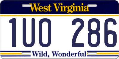 WV license plate 1UO286