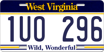WV license plate 1UO296