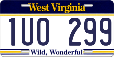 WV license plate 1UO299