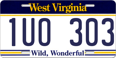 WV license plate 1UO303