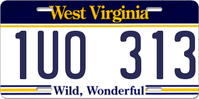 WV license plate 1UO313