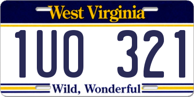 WV license plate 1UO321