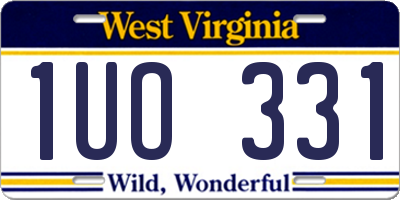 WV license plate 1UO331