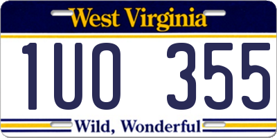 WV license plate 1UO355