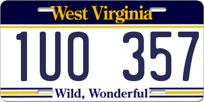 WV license plate 1UO357