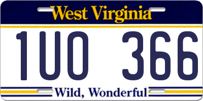 WV license plate 1UO366