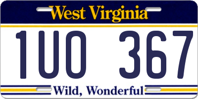 WV license plate 1UO367
