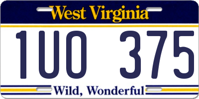 WV license plate 1UO375