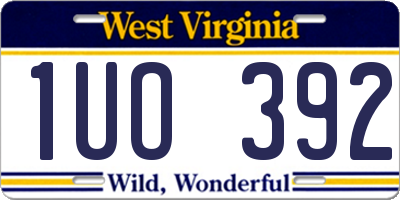 WV license plate 1UO392