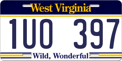 WV license plate 1UO397