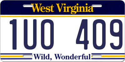 WV license plate 1UO409