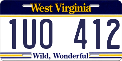 WV license plate 1UO412