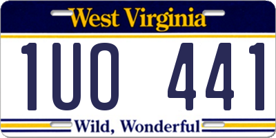 WV license plate 1UO441