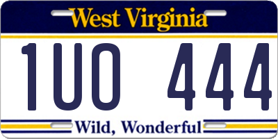 WV license plate 1UO444