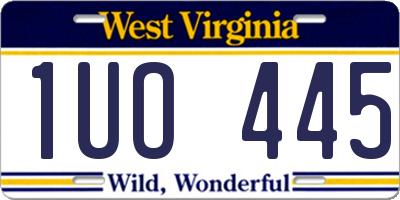 WV license plate 1UO445