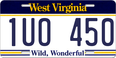WV license plate 1UO450