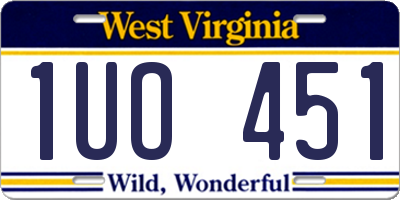 WV license plate 1UO451
