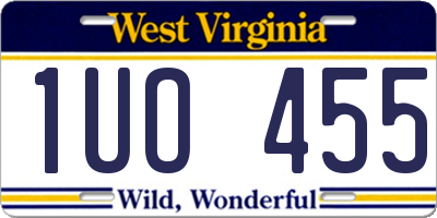 WV license plate 1UO455
