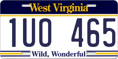 WV license plate 1UO465