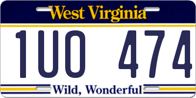 WV license plate 1UO474