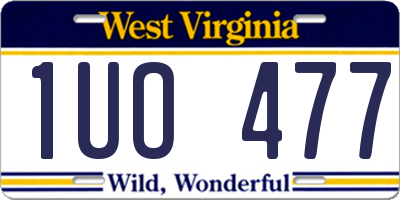 WV license plate 1UO477