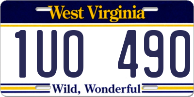 WV license plate 1UO490