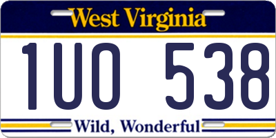 WV license plate 1UO538