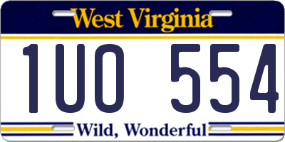 WV license plate 1UO554