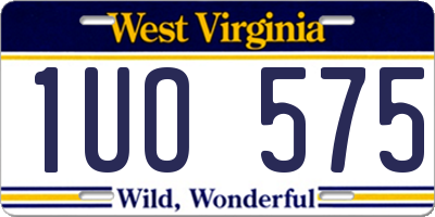 WV license plate 1UO575
