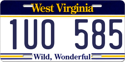 WV license plate 1UO585