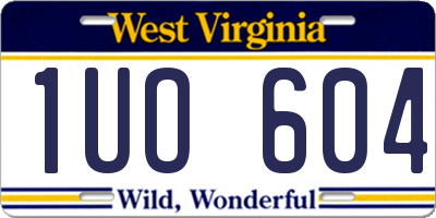 WV license plate 1UO604