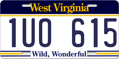 WV license plate 1UO615