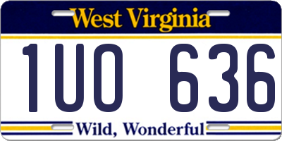 WV license plate 1UO636
