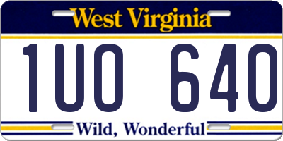 WV license plate 1UO640
