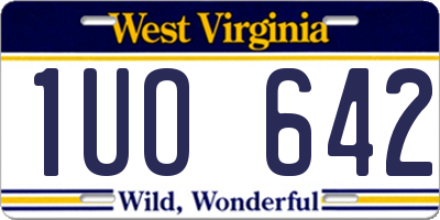 WV license plate 1UO642