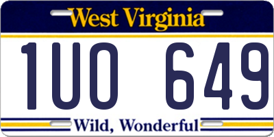 WV license plate 1UO649