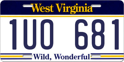 WV license plate 1UO681