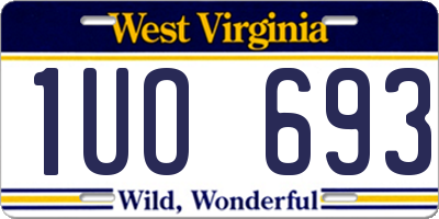 WV license plate 1UO693