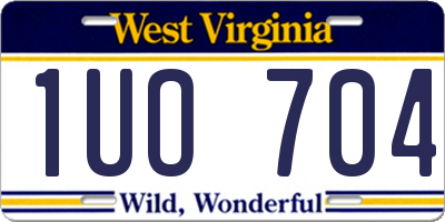 WV license plate 1UO704